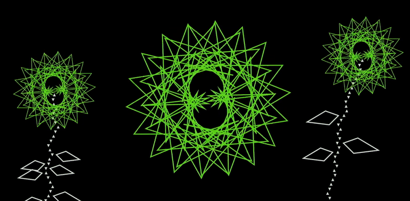 A spinning spikey green rose curve